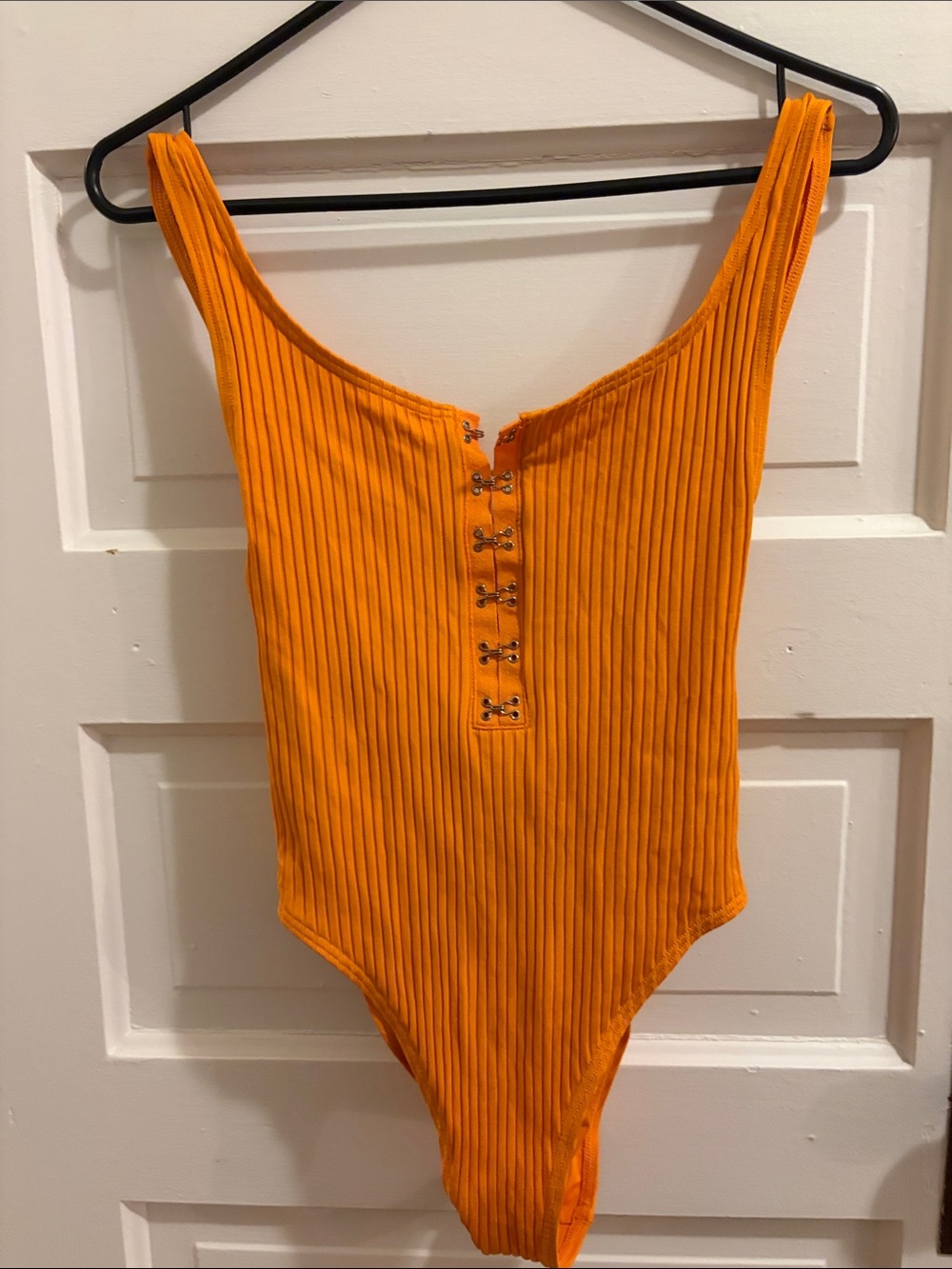 Victoria's Secret Orange Ribbed One-Piece Swimsuit with Hook Front